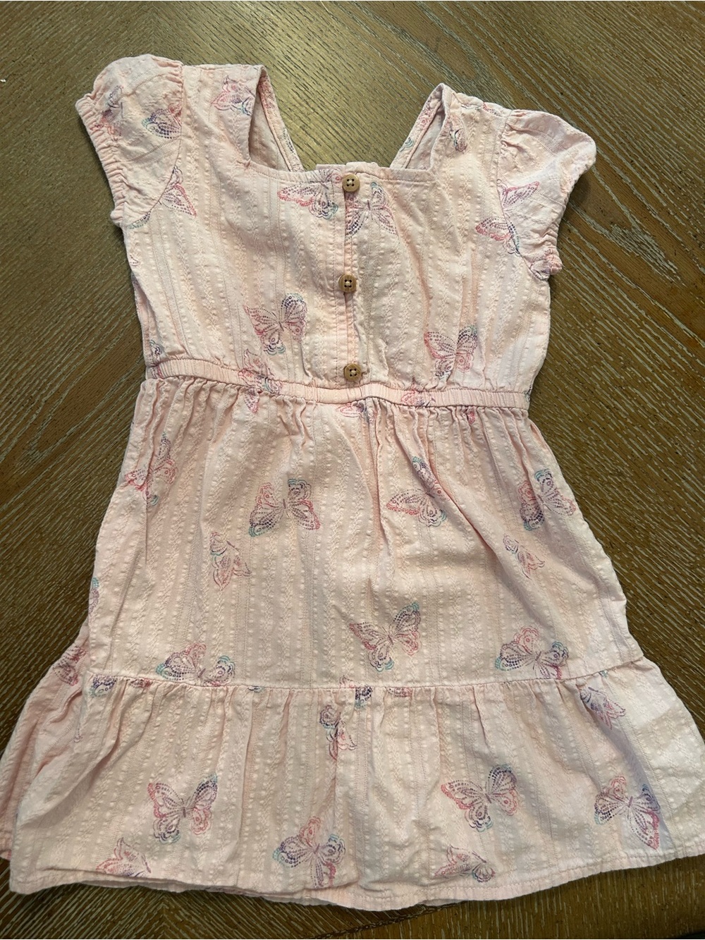 Girls' Pink Butterfly Cotton Dress